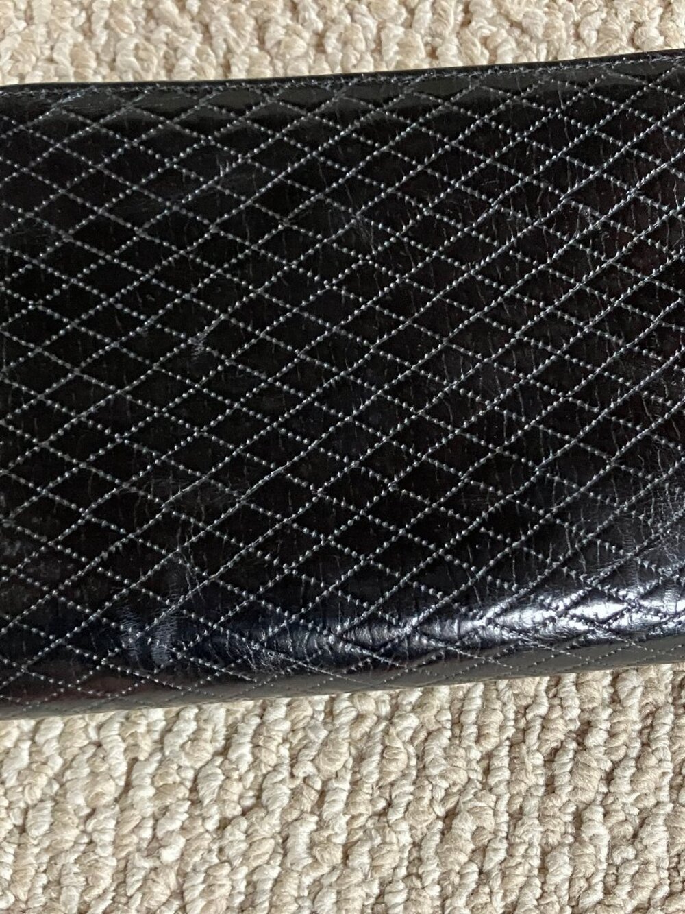 Vintage 70s Albert Nipon Black Quilted Crossbody Bag MISSING Gold Chain READ - Picture 5 of 10